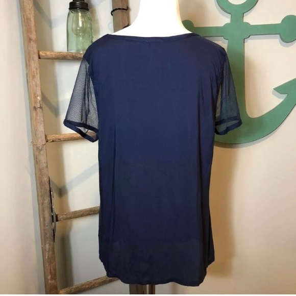 Pixley Scoop Neck Blouse, Sheer Mesh sleeve - Picture 4 of 6